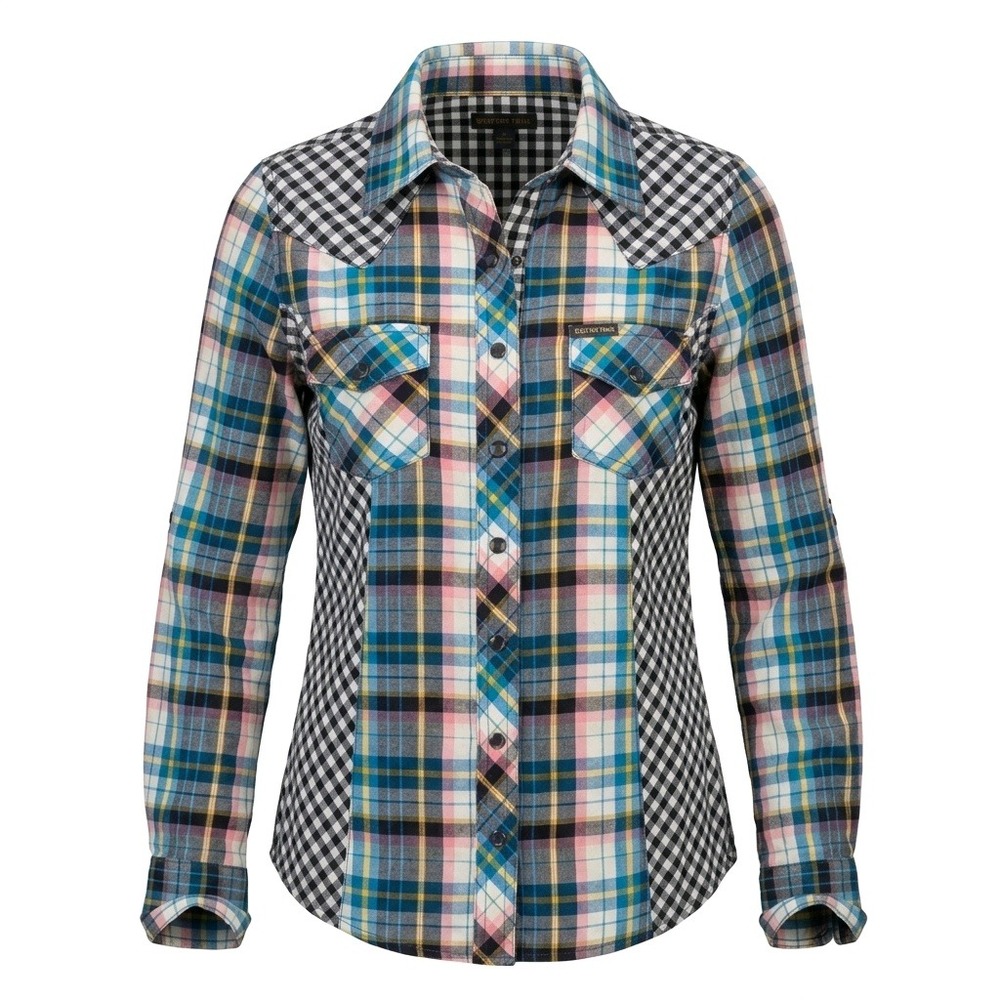 Southern Thread Womens Plaid Gingham Mixed Print Western Snap Shirt Medium
